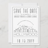 Hollywood Wedding Stylized Skyline Save the Date Kaart (Voorkant)