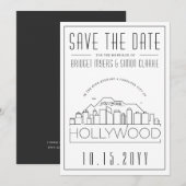 Hollywood Wedding Stylized Skyline Save the Date Kaart (Voorkant / Achterkant)