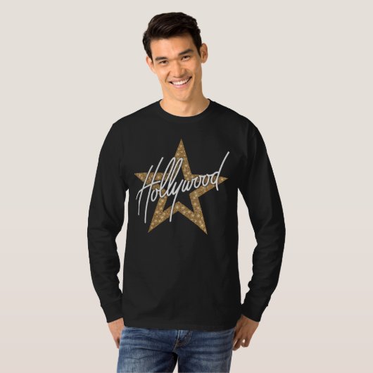 Hollywood White Hand Script met ster T-shirt (Voorkant volledig)