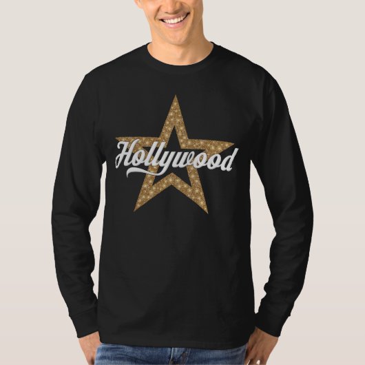 Hollywoodscript met Star (White Type) T-Shirt (Voorkant)