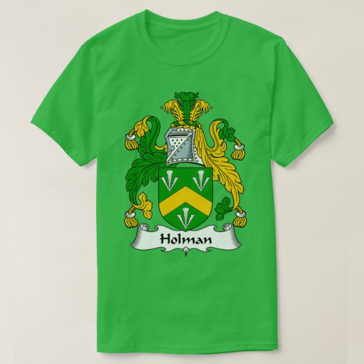 Holman Coat of Arms Family Crest T-shirt (Design voorkant)