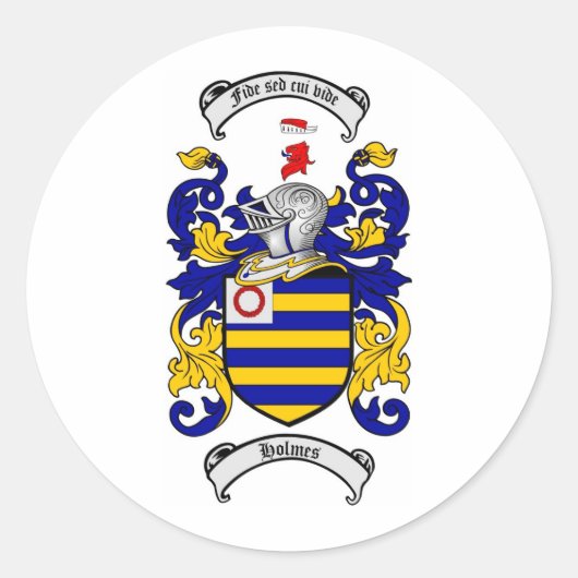 HOLMES FAMILY CREST - HOLMES WAPEN RONDE STICKER (Voorkant)