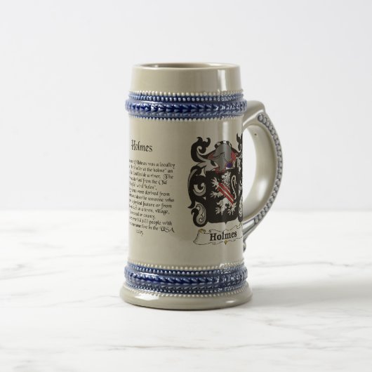 Holmes Family Crest Stein Bierpul (Voorkant rechts)