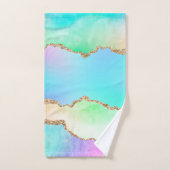 Holo Agate | Faux Iriscent Pastel Ombre Marmer Bad Handdoek (Handdoek)