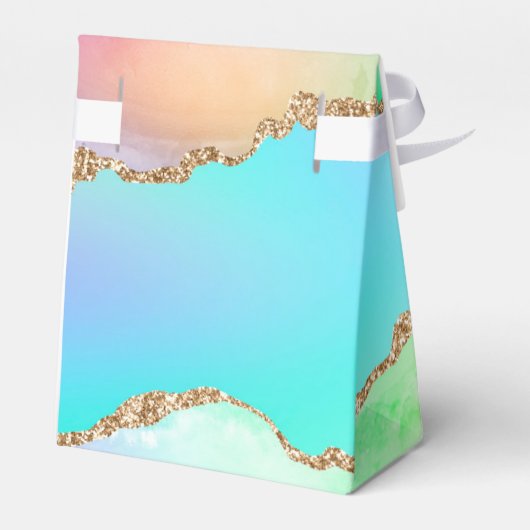 Holo Agate | Faux Iriscent Pastel Ombre Marmer Bedankdoosjes (Achterkant)