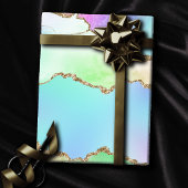 Holo Agate | Faux Iriscent Pastel Ombre Marmer Cadeaupapier