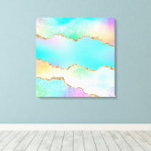 Holo Agate | Faux Iriscent Pastel Ombre Marmer Canvas Afdruk (Insitu (Houten vloer))