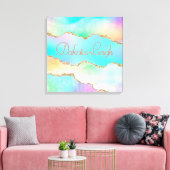 Holo Agate | Faux Iriscent Pastel Ombre Marmer Canvas Afdruk (Insitu (Woonkamer))