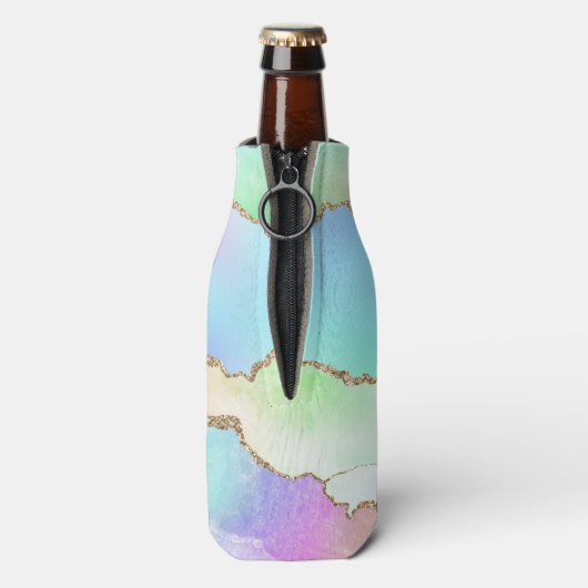 Holo Agate | Faux Iriscent Pastel Ombre Marmer Flesjeskoeler (Fles Achterkant)