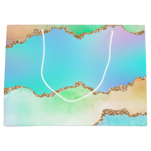 Holo Agate | Faux Iriscent Pastel Ombre Marmer Groot Cadeauzakje (Voorkant)