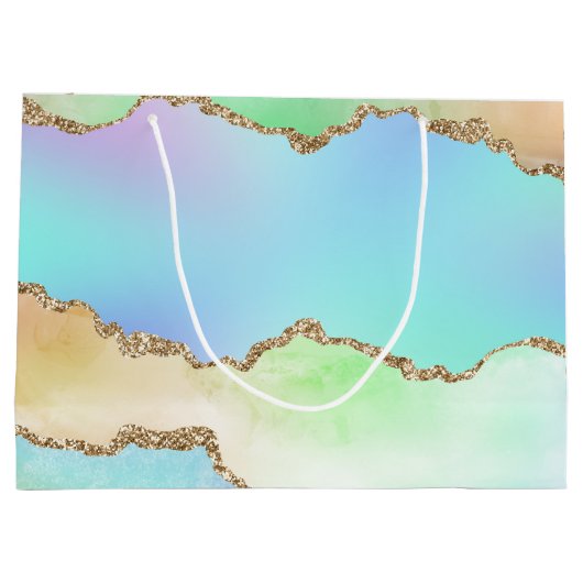 Holo Agate | Faux Iriscent Pastel Ombre Marmer Groot Cadeauzakje (Achterkant)