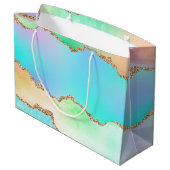 Holo Agate | Faux Iriscent Pastel Ombre Marmer Groot Cadeauzakje (Achterkant Gekanteld)