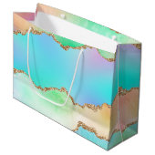 Holo Agate | Faux Iriscent Pastel Ombre Marmer Groot Cadeauzakje (Voorkant Gekanteld)