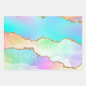 Holo Agate | Faux Iriscent Pastel Ombre Marmer Inpakpapier Vel (Voorkant 3)