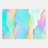 Holo Agate | Faux Iriscent Pastel Ombre Marmer Inpakpapier Vel (Voorkant)
