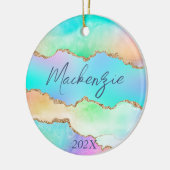 Holo Agate | Faux Iriscent Pastel Ombre Marmer Keramisch Ornament (Links)