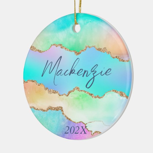 Holo Agate | Faux Iriscent Pastel Ombre Marmer Keramisch Ornament (Links)
