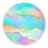 Holo Agate | Faux Iriscent Pastel Ombre Marmer Keramische Knop (Voorkant)