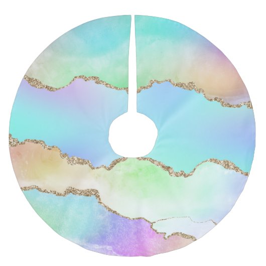 Holo Agate | Faux Iriscent Pastel Ombre Marmer Kerstboom Rok (Voorkant)
