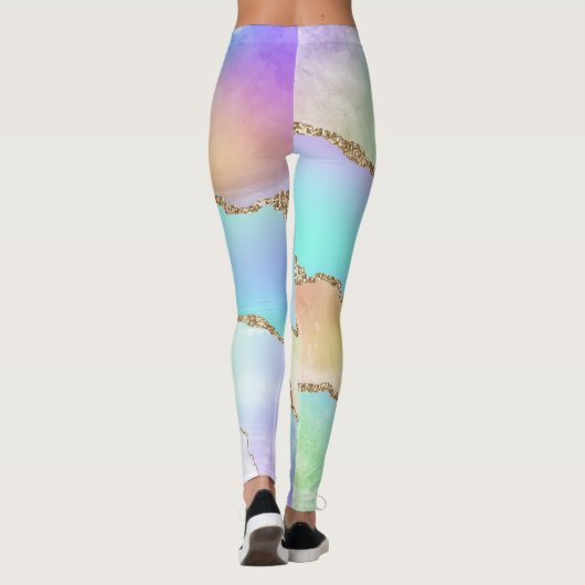 Holo Agate | Faux Iriscent Pastel Ombre Marmer Leggings (Achterkant)