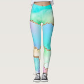Holo Agate | Faux Iriscent Pastel Ombre Marmer Leggings (Voorkant)