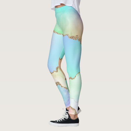 Holo Agate | Faux Iriscent Pastel Ombre Marmer Leggings (Links)