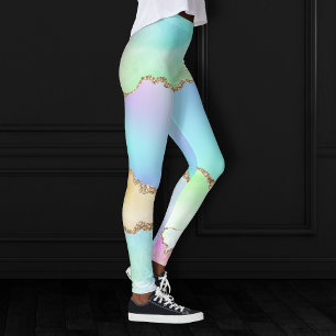 Holo Agate Faux Iriscent Pastel Ombre Marmer Leggings
