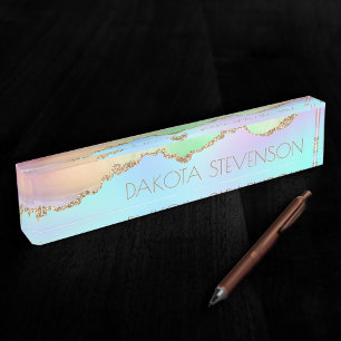Holo Agate   Faux Iriscent Pastel Ombre Marmer Naambordje