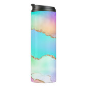 Holo Agate | Faux Iriscent Pastel Ombre Marmer Thermosbeker (Geroteerd rechts)