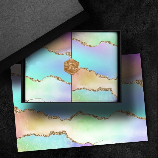 Holo Agate | Faux Iriscent Pastel Ombre Marmer Tissuepapier