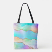 Holo Agate | Faux Iriscent Pastel Ombre Marmer Tote Bag (Achterkant)