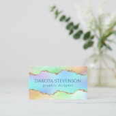 Holo Agate | Faux Iriscent Pastel Ombre Marmer Visitekaartje (Staand voorkant)