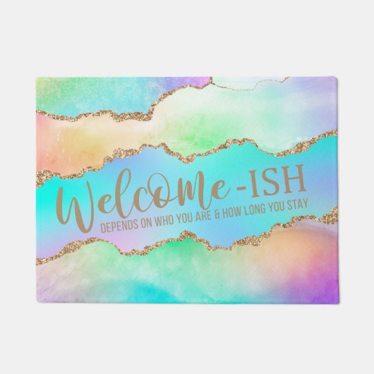 Holo Agate | Faux Iriscent Pastel Welcome-ISH Deurmat (Voorkant)