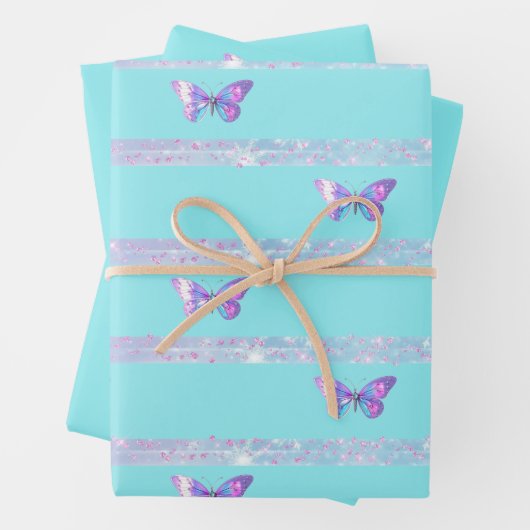  Holo B'fly Wrap Paper Flat Sheet Set van 3 (In situ)