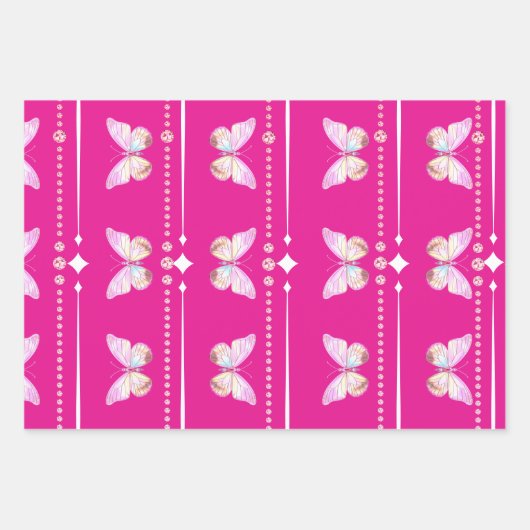  Holo Diamond B'fly Inpakpapier Set van 3 (Voorkant)