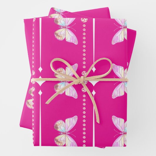  Holo Diamond B'fly Inpakpapier Set van 3 (In situ)