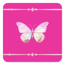  Holo Diamond Butterfly Square Sticker
