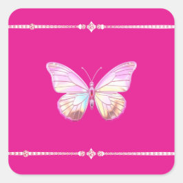  Holo Diamond Butterfly Square Sticker