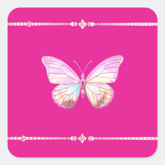  Holo Diamond Butterfly Square Sticker (Voorkant)