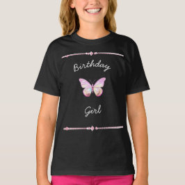  Holo Diamond Butterfly Verjaardag T-shirt zwart