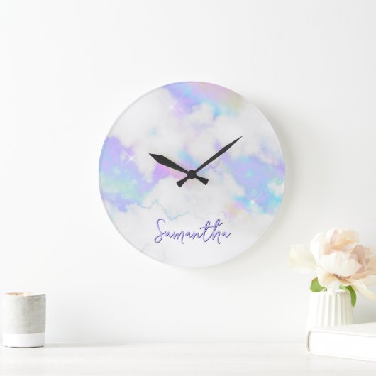 Holo Glam Marble Naam Grote Klok (Huis)