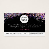 Holo Glitter Bedankt Voeg Logo korting Kaart invoe (Achterkant)