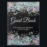 Holo Glitter Black Ombre 21st Birthday Guestbook Notitieboek<br><div class="desc">Creëer je eigen gastenboek voor haar 21ste verjaardagsfeest in dit lege notitieboek. Meisjes faux sparkly,  pastel holografisch gekleurd glitter op de boven- en onderrand,  over een faux zwart met een donkergrijze ombre. U kunt de doopvontstijl en grootte aanpassen zoals nodig.</div>