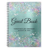 Holo Glitter Bleek Turquoise 21st Bday Guestbook Notitieboek (Voorkant)