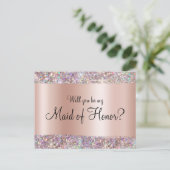 Holo Glitter Edge Pastel Roos Gold Foliesurft Briefkaart (Staand voorkant)