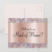 Holo Glitter Edge Pastel Roos Gold Foliesurft Briefkaart (Voorkant / Achterkant)