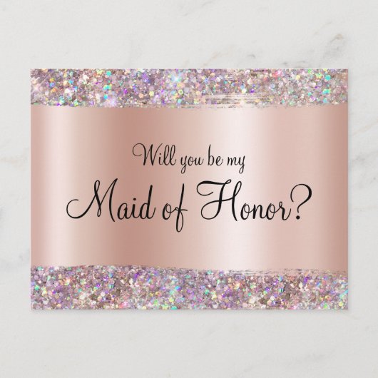 Holo Glitter Edge Pastel Roos Gold Foliesurft Briefkaart (Voorkant)