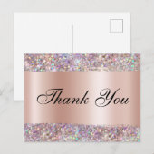 Holo Glitter Edge Roos Gold Foil Hartelijk dank Briefkaart (Voorkant / Achterkant)