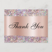 Holo Glitter Edge Roos Gold Foil Hartelijk dank Briefkaart (Voorkant)