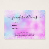 Holo Glitter Elegant Business Gift Certificate Visitekaartje (Achterkant)